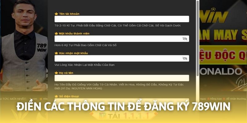 Cung cấp dữ liệu theo yêu cầu để đăng ký 789Win thuận lợi