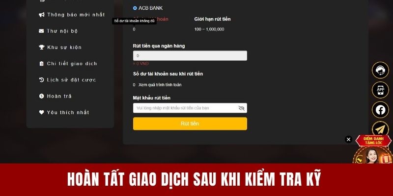 Hoàn tất giao dịch sau khi kiểm tra kỹ